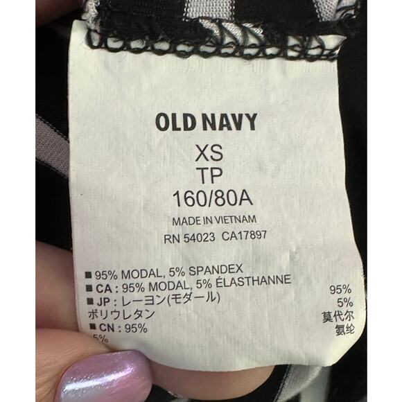 Old Navy black white stripe long sleeves turtle neck fitted T-shirt size XS - Picture 4 of 10